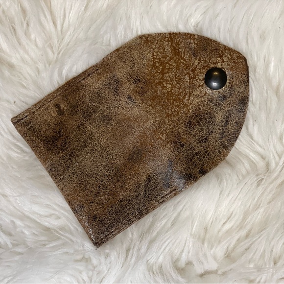 Rustic mixed colors Genuine Leather Card Holder with snap closure. Made in USA - Picture 8 of 10